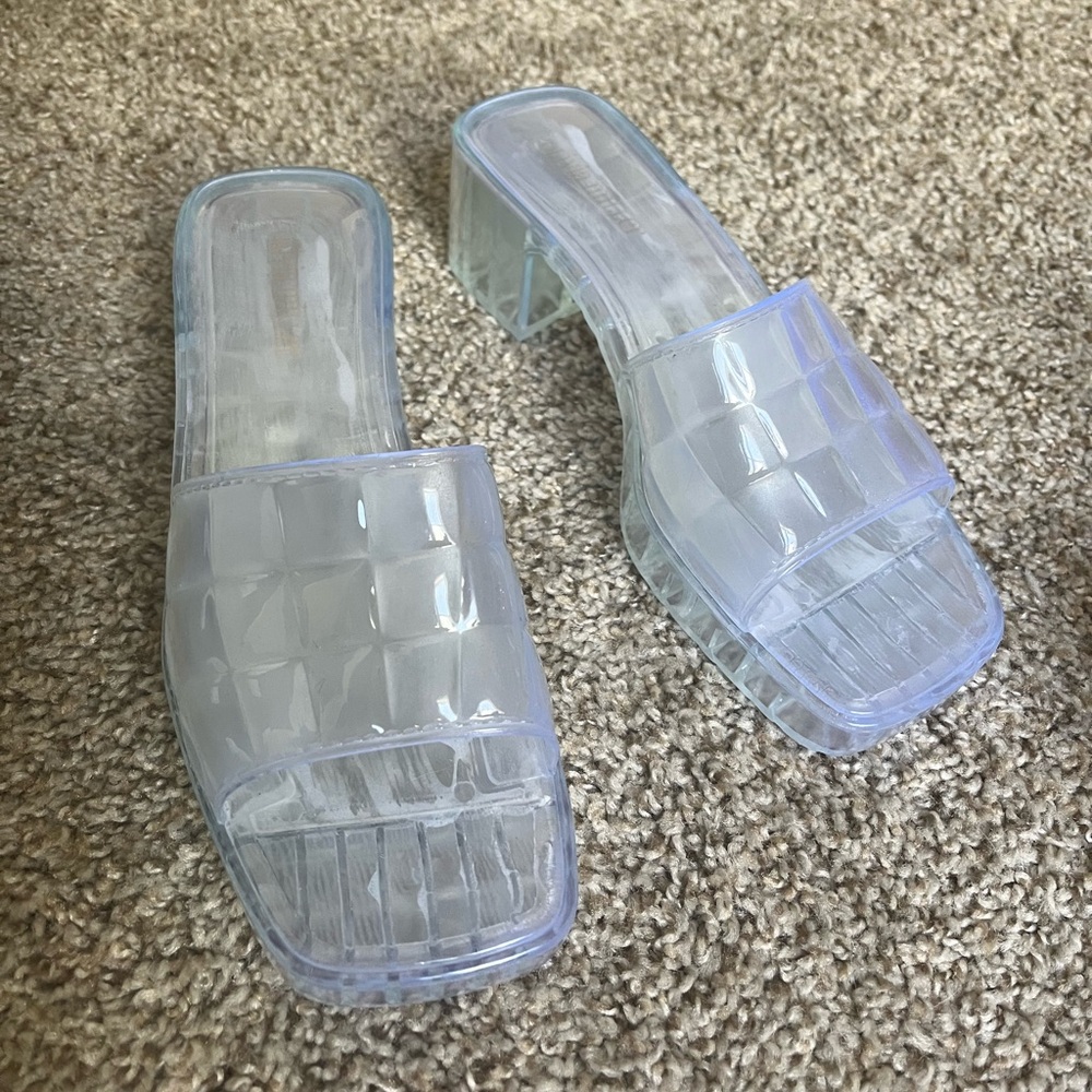 Clear Jelly Square Toe Heel Slides